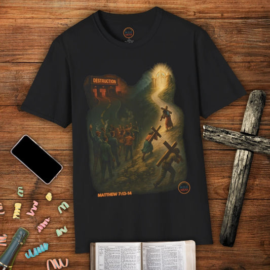 Choose Your Path Christian T-Shirt – Matthew 7:13–14 Narrow vs Wide Road Evangelism Tee
