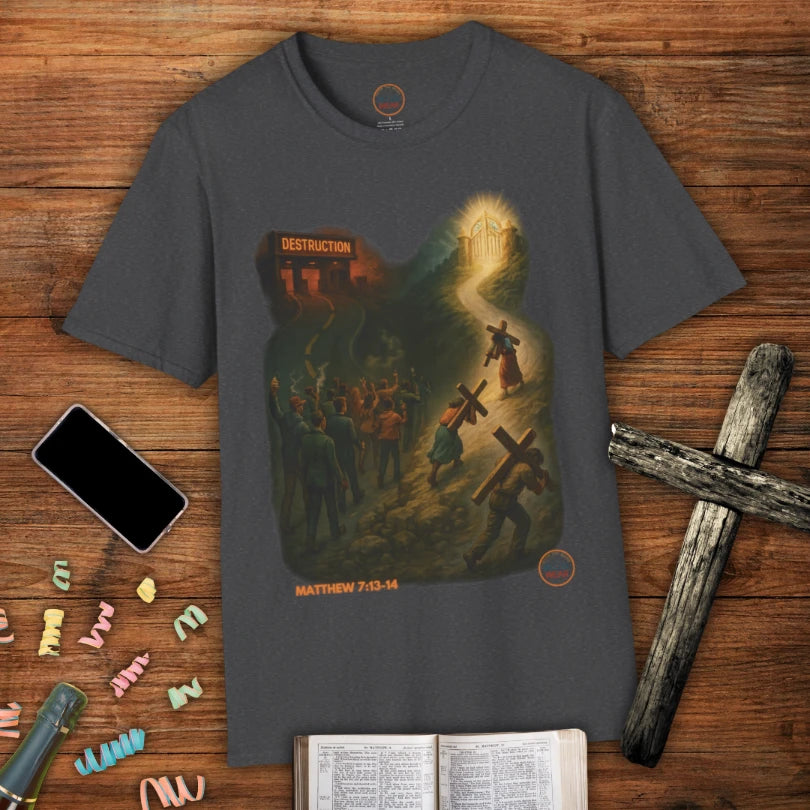 Choose Your Path Christian T-Shirt – Matthew 7:13–14 Narrow vs Wide Road Evangelism Tee
