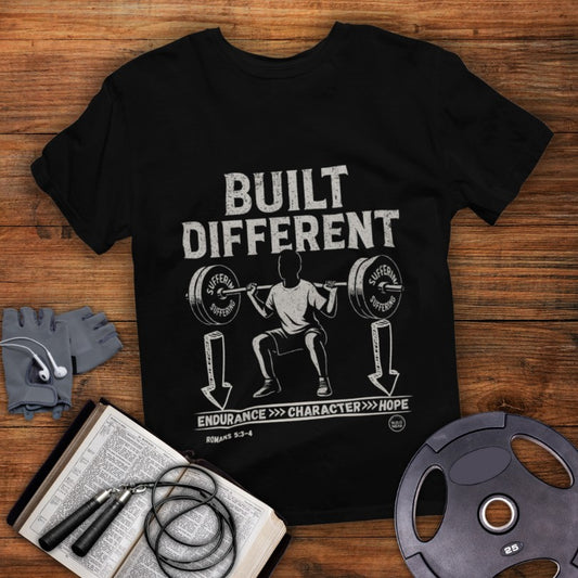 Built Different – Christian Workout Faith Tee