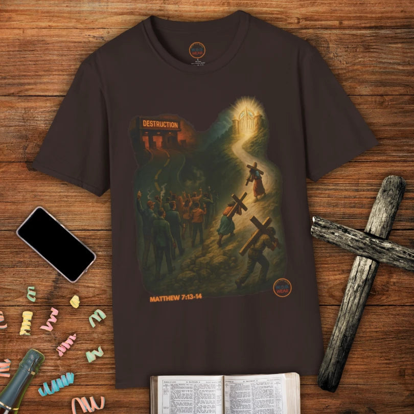 Choose Your Path Christian T-Shirt – Matthew 7:13–14 Narrow vs Wide Road Evangelism Tee
