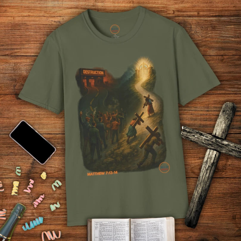 Choose Your Path Christian T-Shirt – Matthew 7:13–14 Narrow vs Wide Road Evangelism Tee