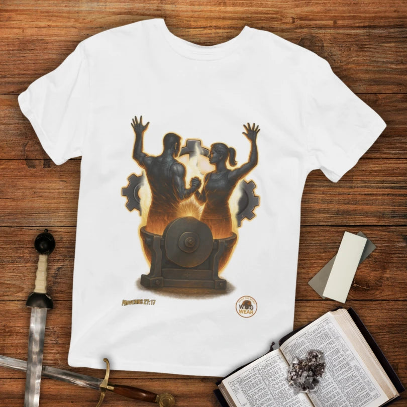Iron x Iron Christian T-Shirt – Proverbs 27:17 “As Iron Sharpens Iron” Unisex Faith Shirt