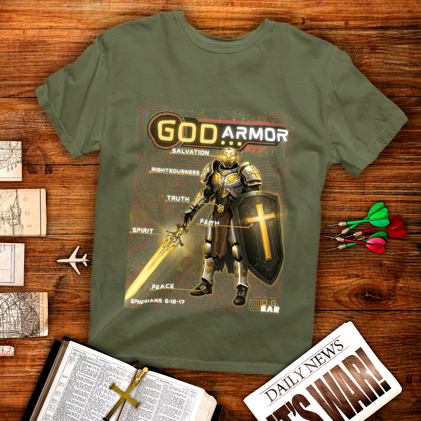 God Armor – Ephesians 6:12-18 Christian T-Shirt | Full Armor of God Tee for Spiritual Warriors