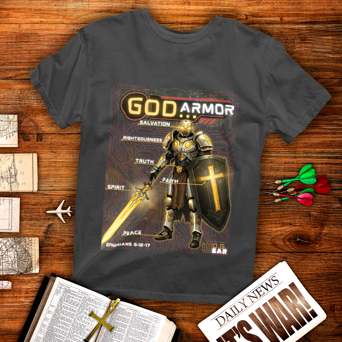God Armor – Ephesians 6:12-18 Christian T-Shirt | Full Armor of God Tee for Spiritual Warriors