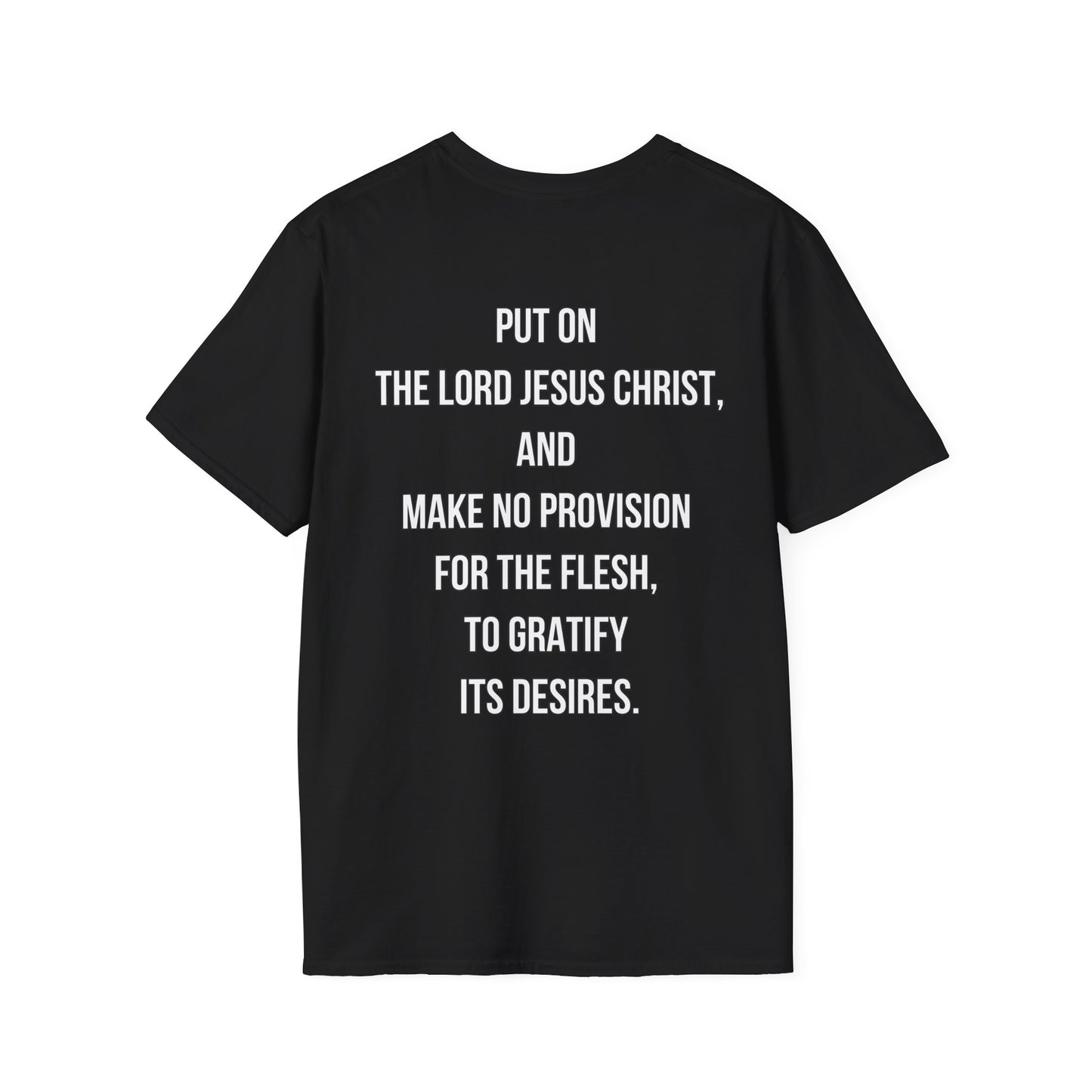 Put on Christ Christian T-Shirt – Romans 13:14 Identity Over Flesh Tee