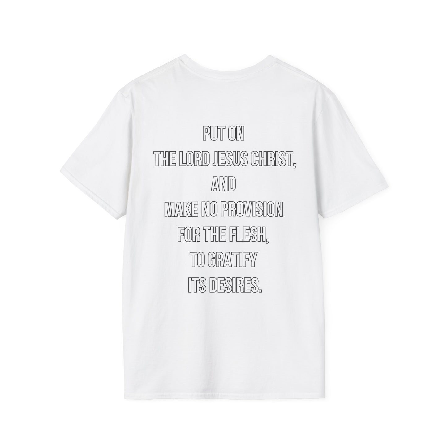 Put on Christ Christian T-Shirt – Romans 13:14 Identity Over Flesh Tee