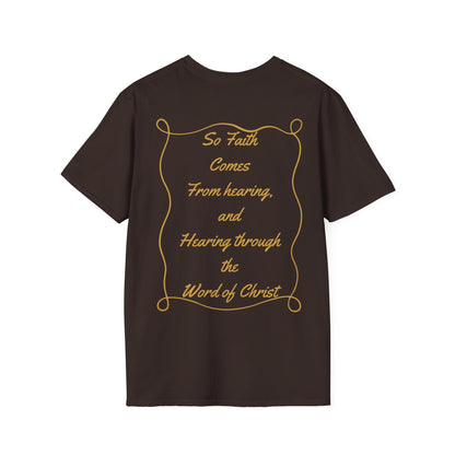 Hearing Faith T-Shirt – Romans 10:17 Bible Verse Christian Shirt