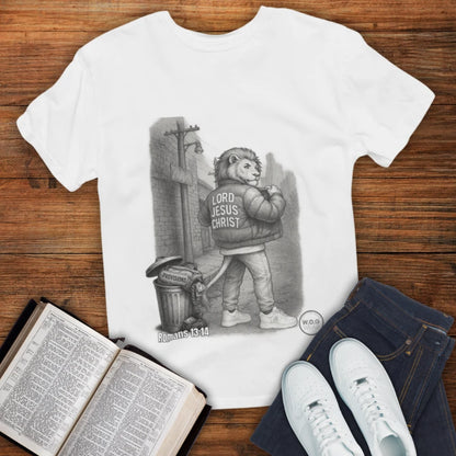 Put on Christ Christian T-Shirt – Romans 13:14 Identity Over Flesh Tee