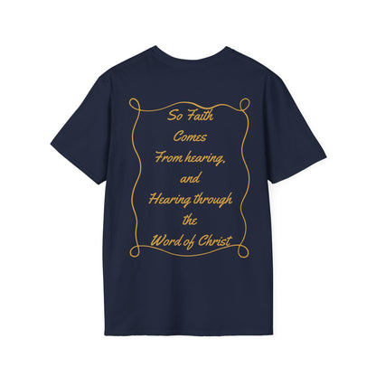 Hearing Faith T-Shirt – Romans 10:17 Bible Verse Christian Shirt