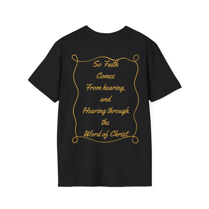 Hearing Faith T-Shirt – Romans 10:17 Bible Verse Christian Shirt