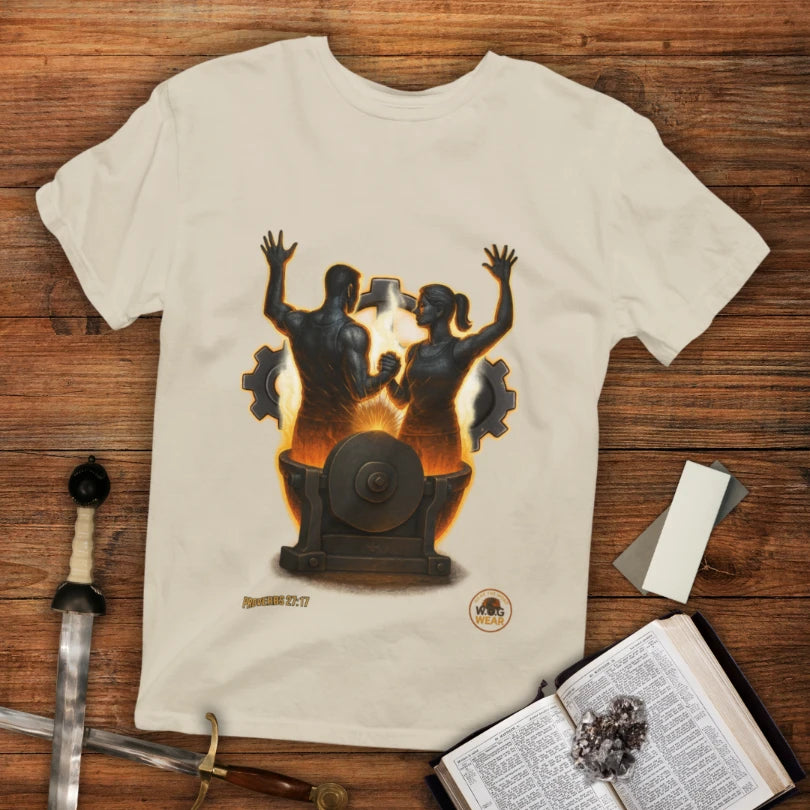 Iron x Iron Christian T-Shirt – Proverbs 27:17 “As Iron Sharpens Iron” Unisex Faith Shirt